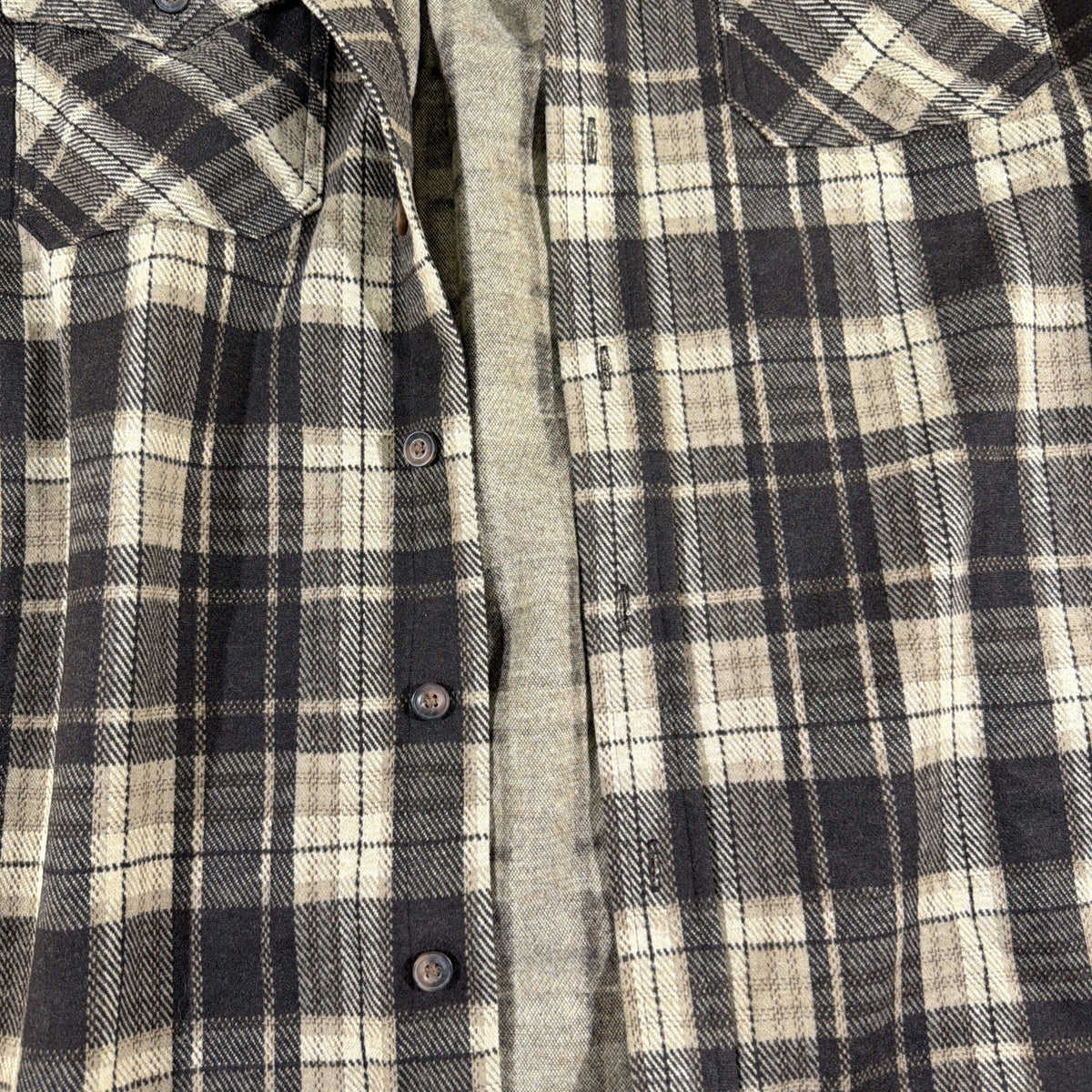 Jachs NY Mens Brown Plaid Flannel Shirt Jacket Corduroy Trim Prem Outdoor size L