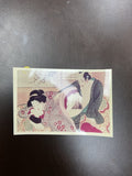 Japanese Shunga Ukiyo-e Style Art Print Small Multicolor Paper Modern Repro Used