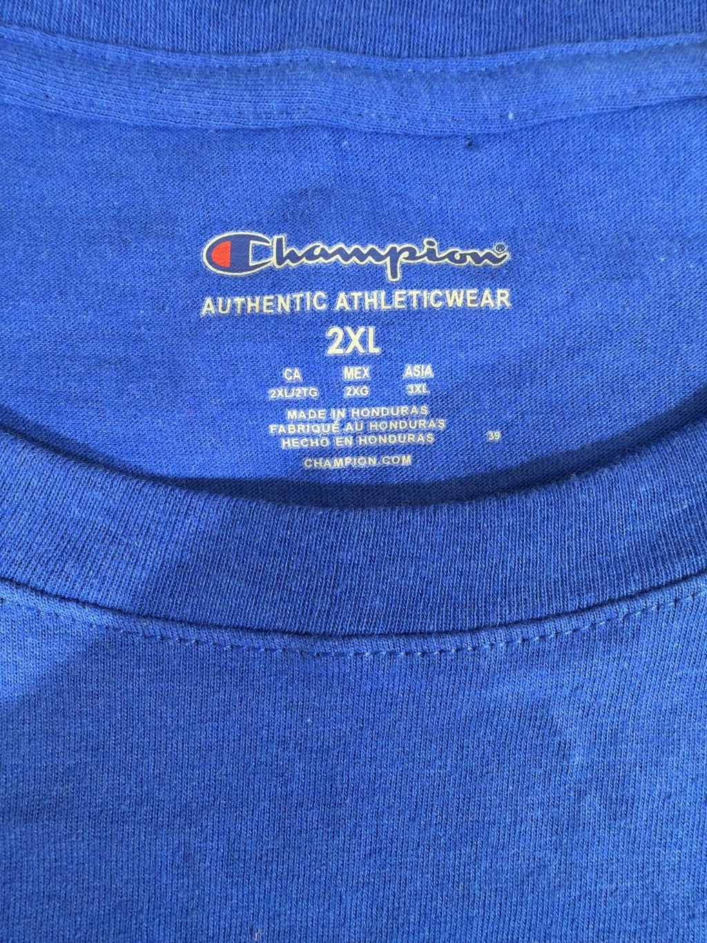 Champion Authentic Athleticwear Men's T-Shirt Blue Short Sleeve Cotton 2XL XXL