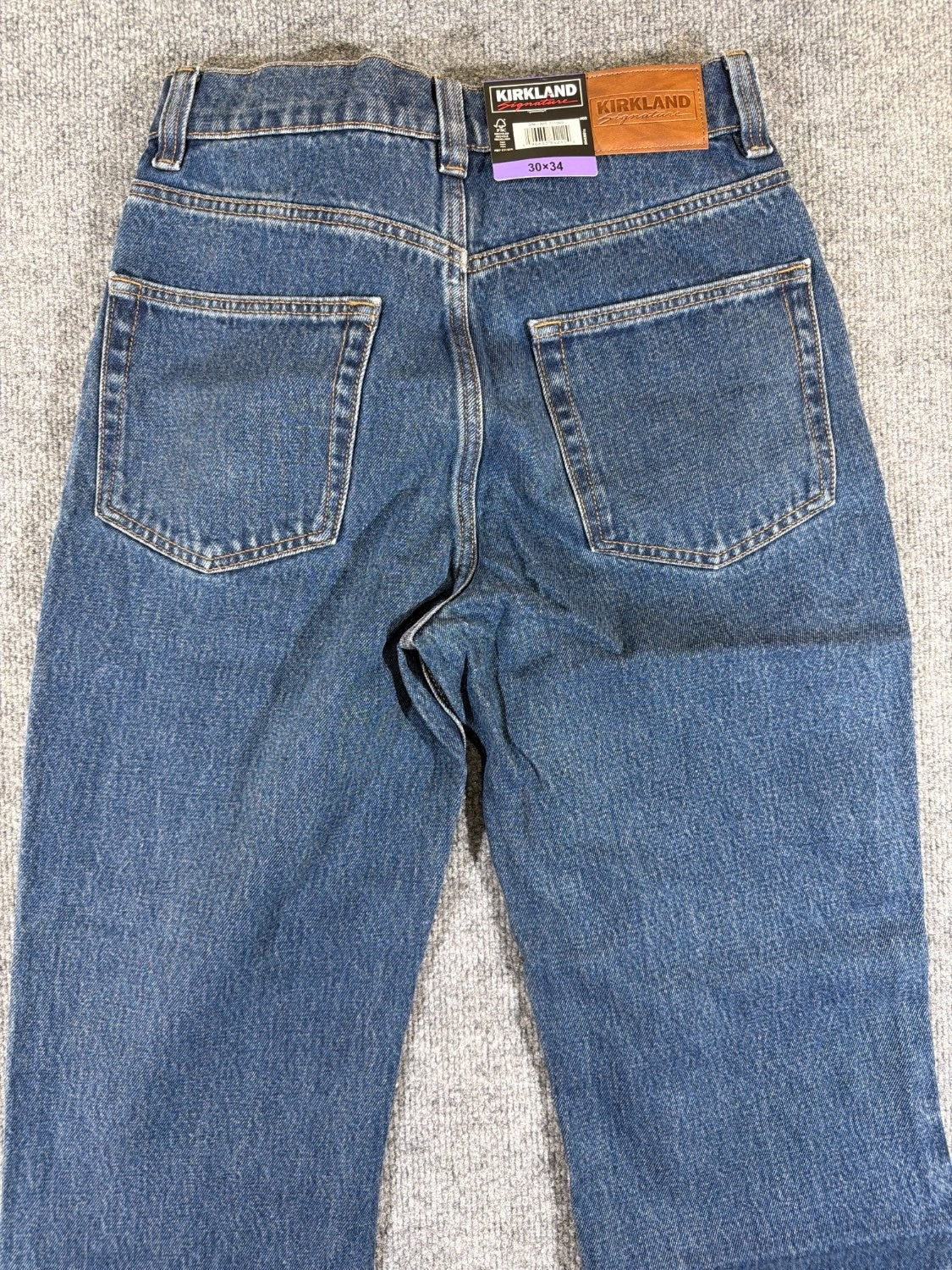 EU 30 Kirkland Signature Men's Relaxed Fit Jeans 100% Cotton Denim Blue 30 x 34