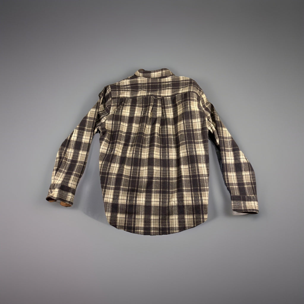Jachs NY Mens Brown Plaid Flannel Shirt Jacket Corduroy Trim Prem Outdoor size L