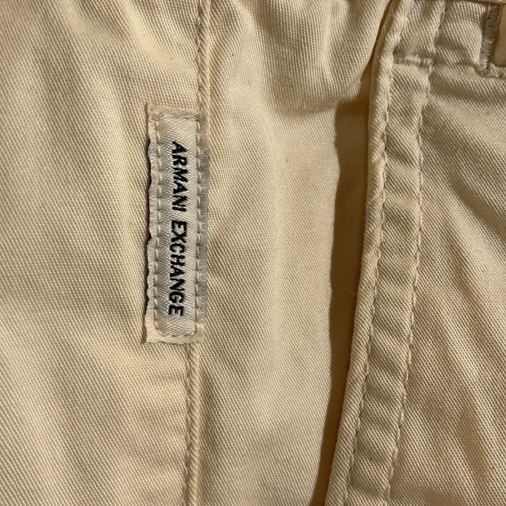Armani Exchange Mens Khaki Shorts Dress Casual Chino White Size 32 Flat Front