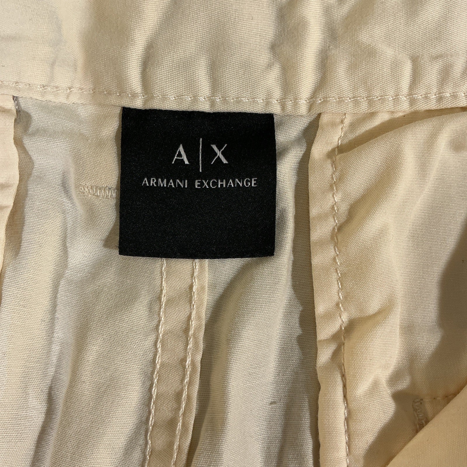 Armani Exchange Mens Khaki Shorts Dress Casual Chino White Size 32 Flat Front