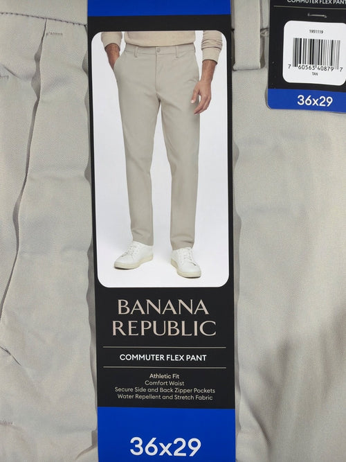 Banana Republic Commuter Flex Pant Men 36x29 Athletic Fit Tan Chino Twill New
