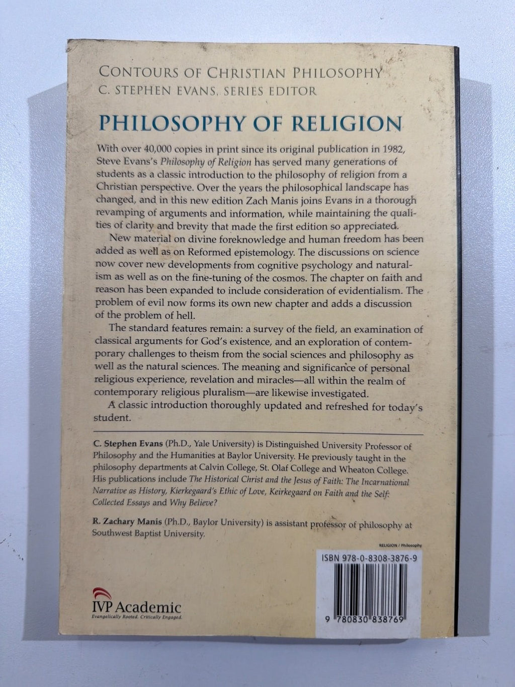 Philosophy of Religion Thinking About Faith C. Stephen Evans 2nd Edition IVP