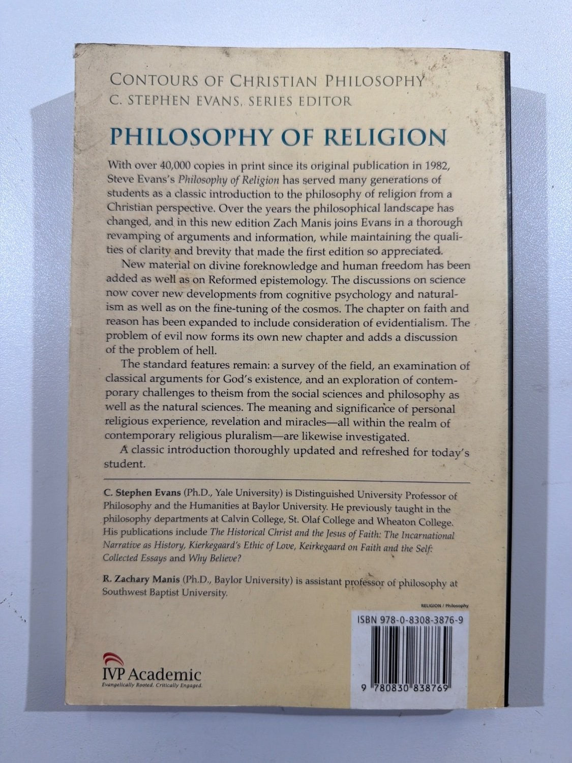 Philosophy of Religion Thinking About Faith C. Stephen Evans 2nd Edition IVP