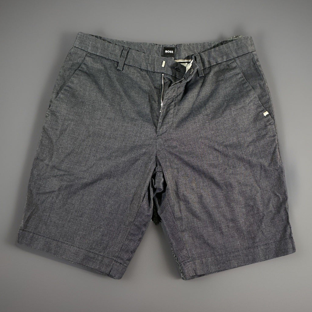 Hugo Boss Men's Slice-Short Gray  Geometric Print Flat Front Shorts Slim Fit