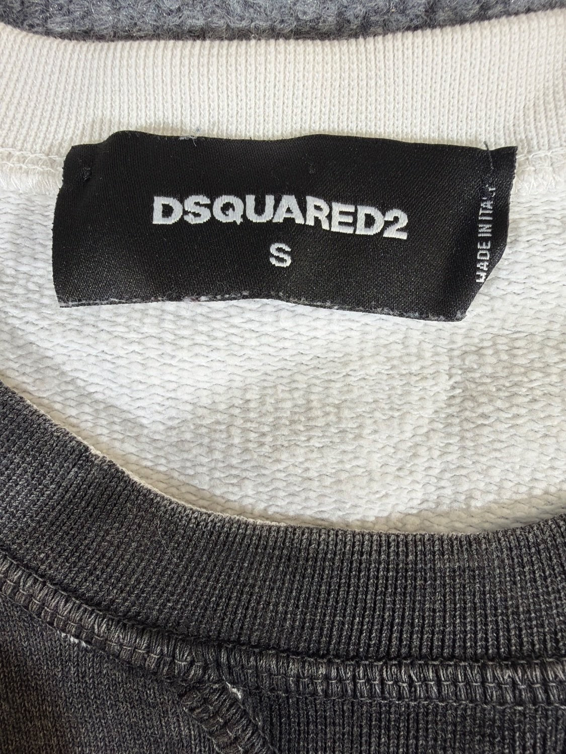 DSQUARED2 Paint Splatter Logo Sweatshirt Men Size S Gray Raglan Crewneck Italy