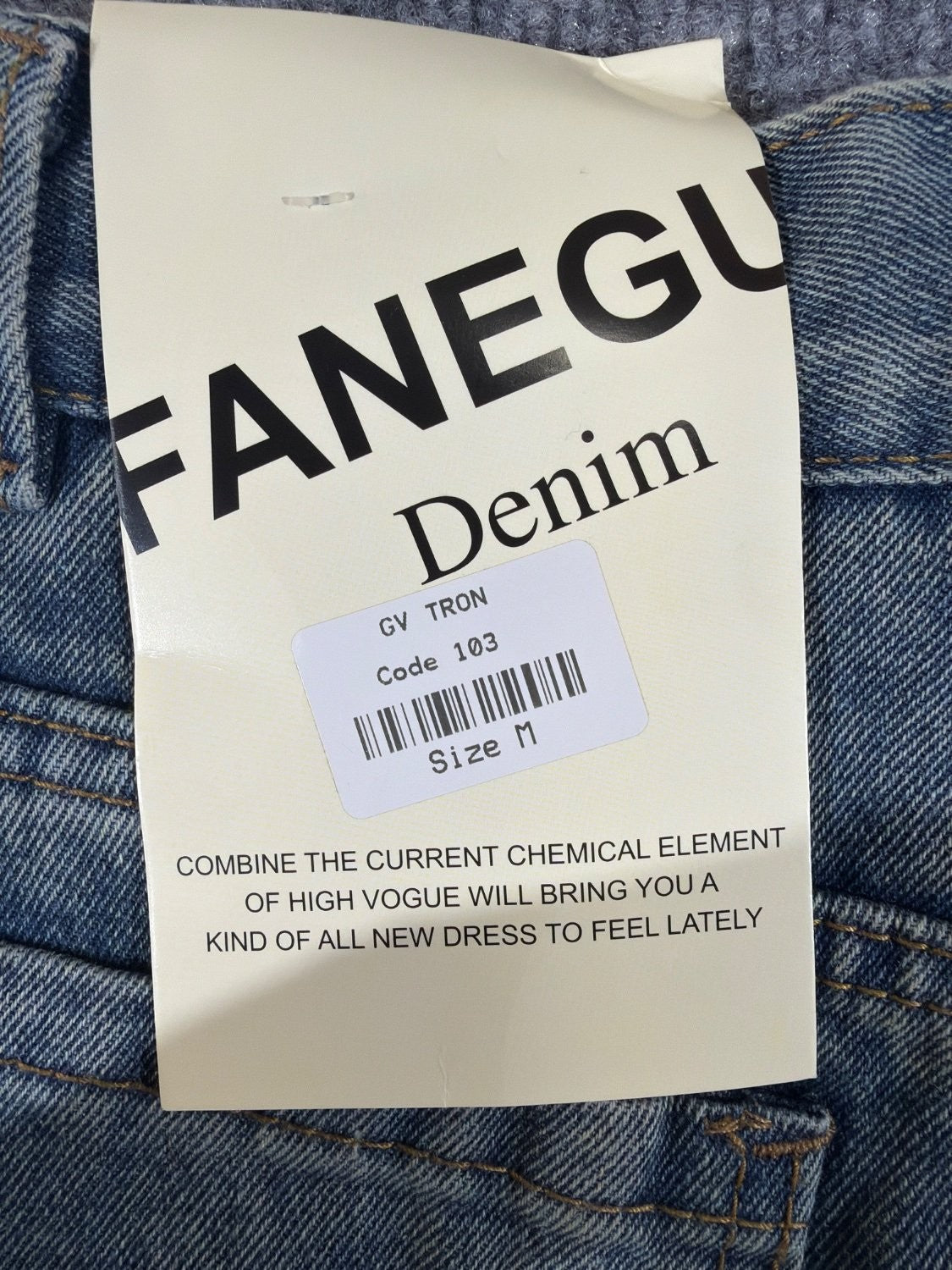 FANEGU GV TRON Women's Denim Mini Skirt Size M Blue Acid Wash Distressed NWT