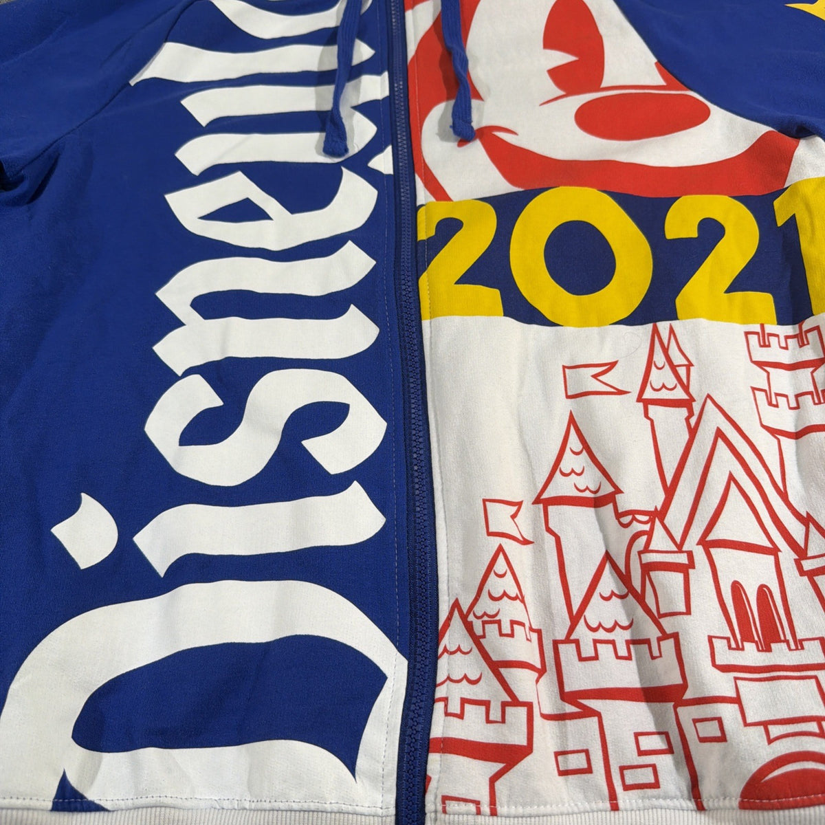 Disneyland Resort 2021 Graphic Hoodie Jacket Unisex 2L Multicolor Zip Closure