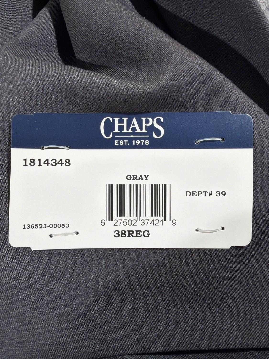 Chaps Mens Suit Jacket 38 Regular Gray Wool Blend Two Button Blazer Twill NWT