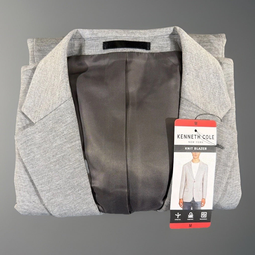 Kenneth Cole New York Men Knit Blazer Gray Sport Coat Size M Stretch Washable