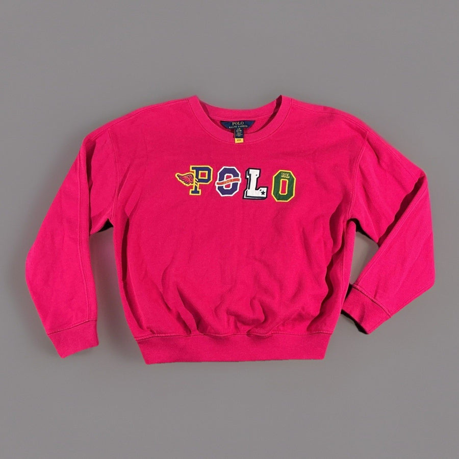 Polo Ralph Lauren Pink Logo Fleece Pullover Sweatshirt Girls Size LG 12-14 Urban