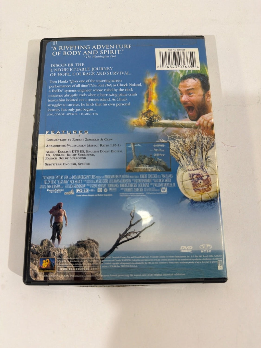 Robert Zemeckis Cast Away DVD 2000 Subtitles English Spanish