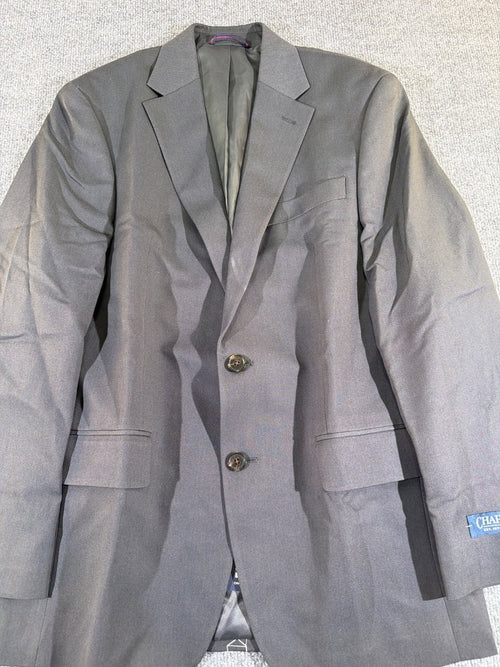 Chaps Men's Suit Jacket 38 Regular Gray Wool Blend Two Button Blazer NWT 38R