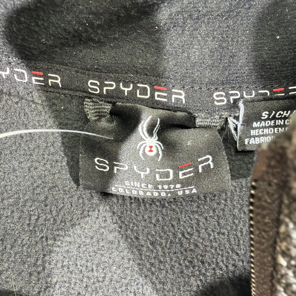 Spyder Men's Full Zip Jacket Gray Black Stand-Up Collar Zipped Pockets Size S