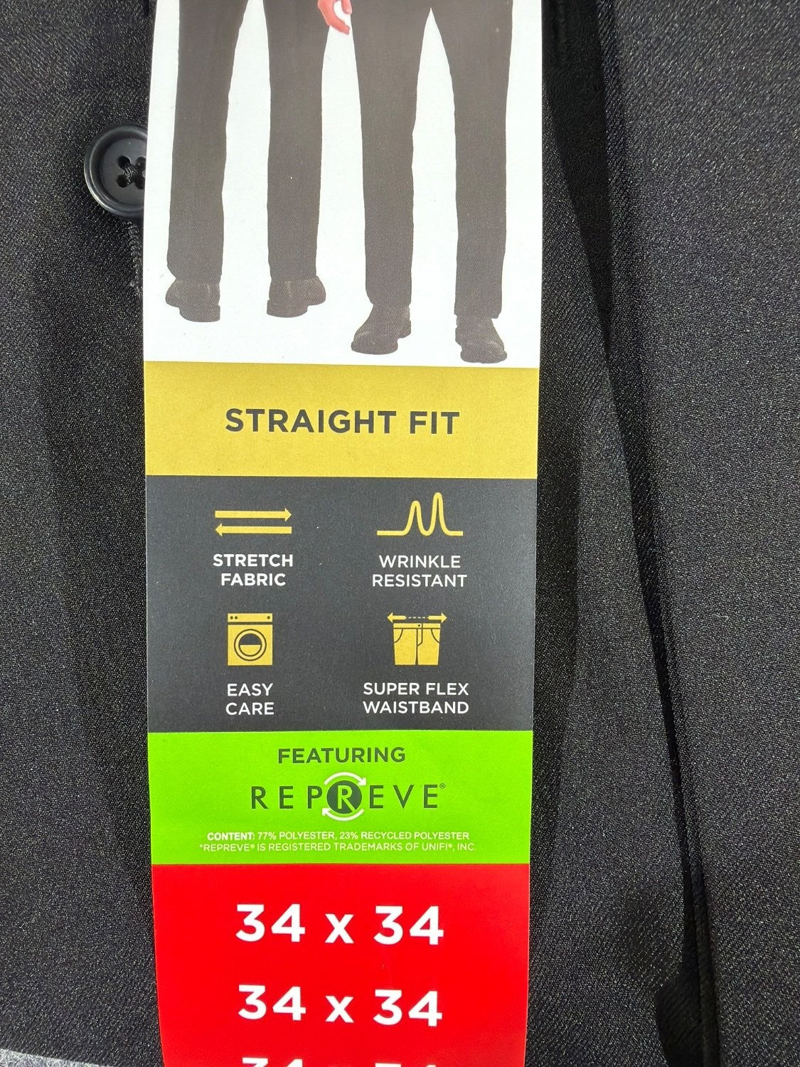 Haggar Men's Straight Fit Dress Pants 34x34 Black Super Flex Stretch HK00311 NWT
