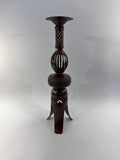 Vintage Japanese Bronze Pricket Candlestick Meiji Style Openwork Tripod Base
