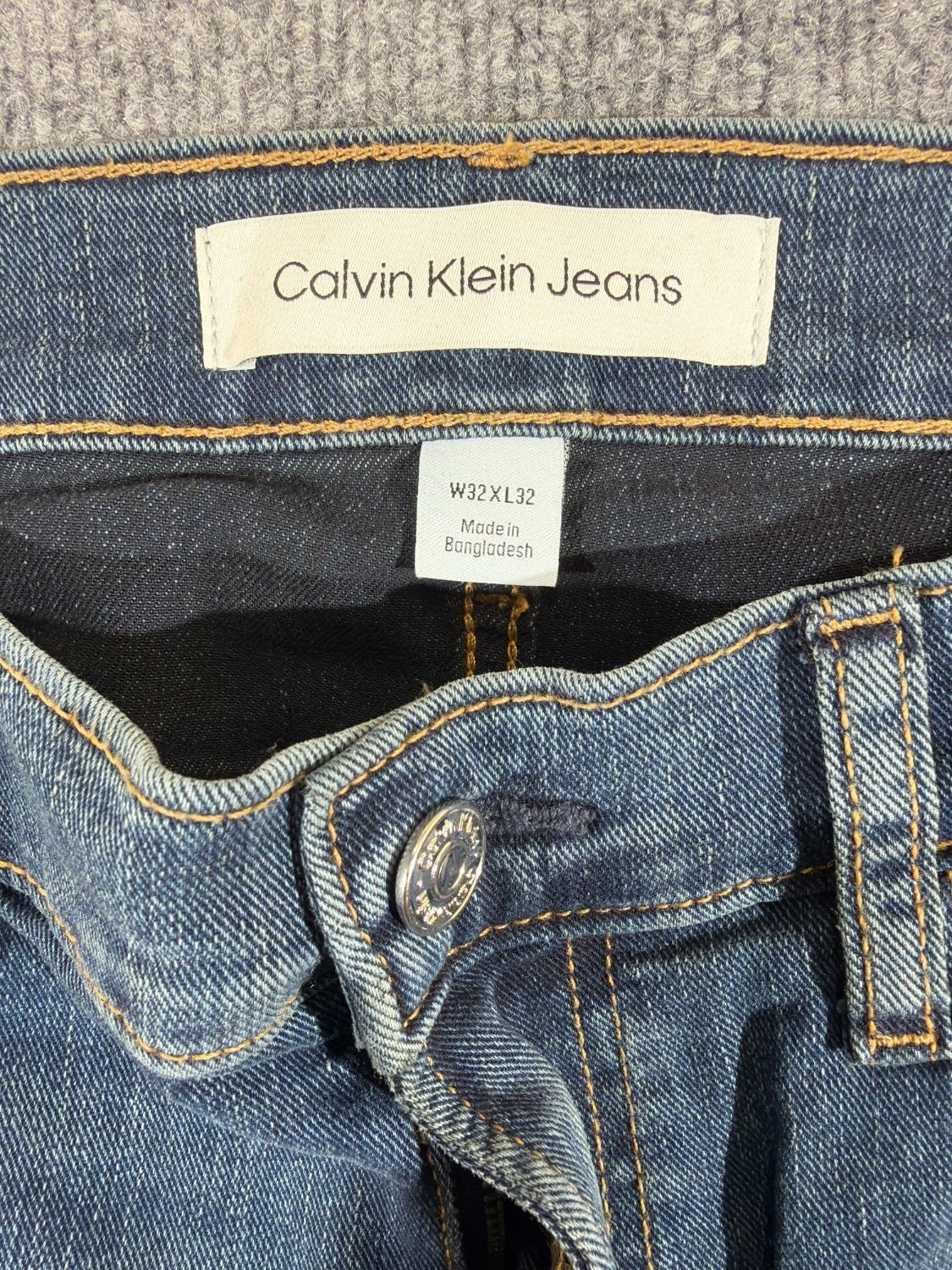 EU 32 Calvin Klein Jeans Men's Straight Leg Blue Denim Stretch Jeans 32x32