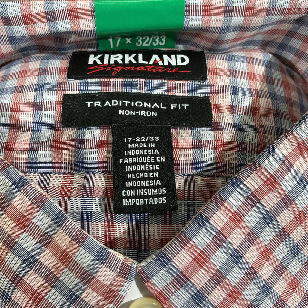 Kirkland Men's Traditional Fit Non-Iron Dress Shirt, Multicolor, Size 18-32x33