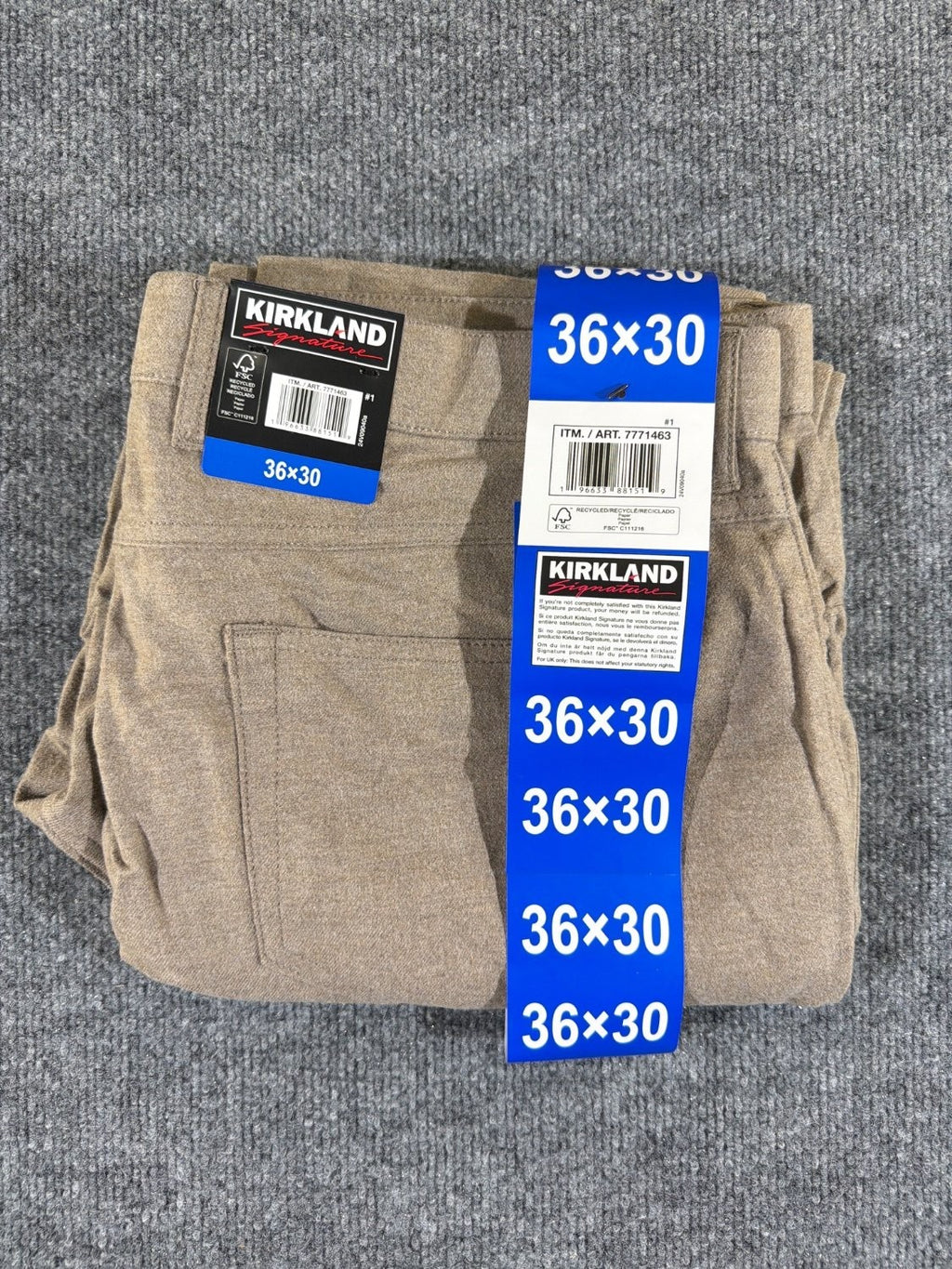 Kirkland Signature Men's Brushed 5-Pocket Pant Tan Stretch Cotton 36x30 NWT