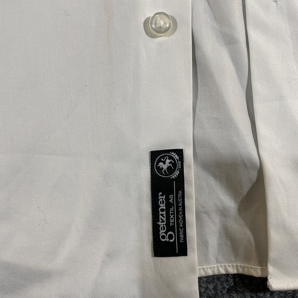 Hugo Boss Slim Fit White Cotton Dress Shirt 37 Spread Collar Easy Iron Designer