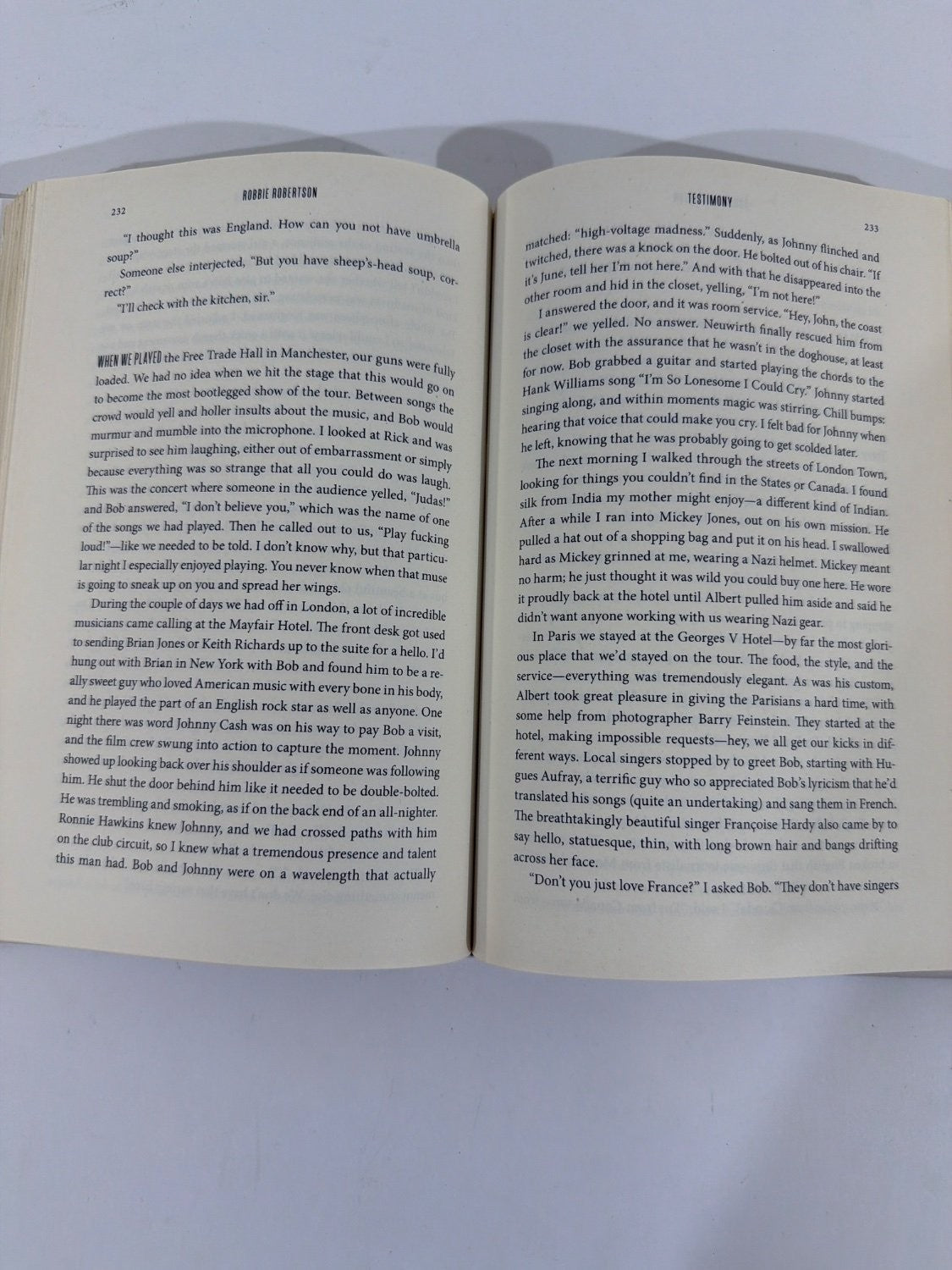 Robbie Robertson Testimony Hardcover 2016 Dust Jacket Included