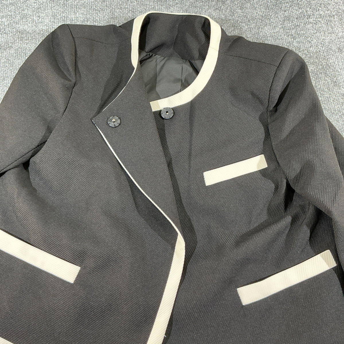 NWT Black Label Evan-Picone Black White Open Front Blazer Jacket Women