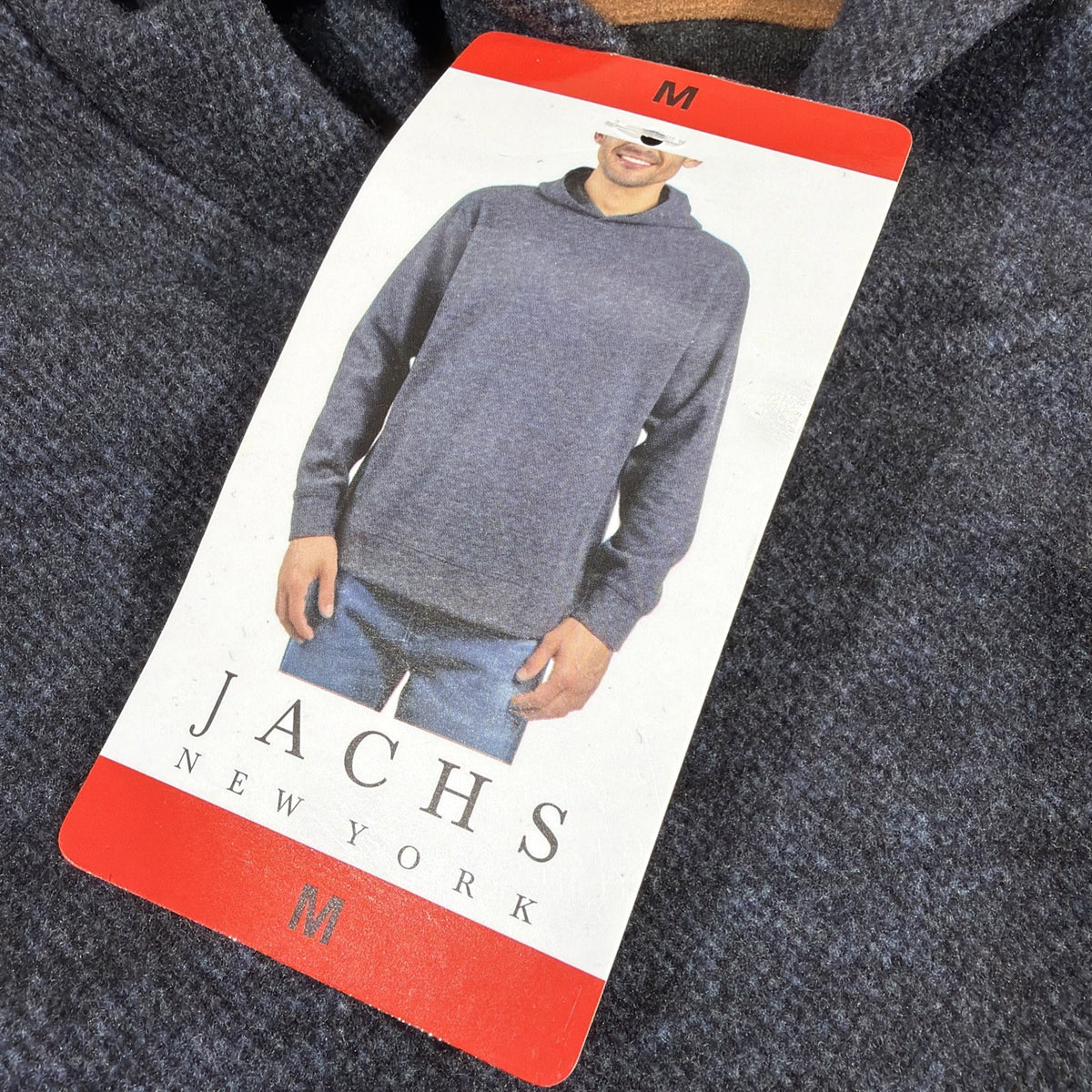 Jachs NY Heavy Knit Hoodie Men M Gray Pullover Cozy Stretch Sweatshirt