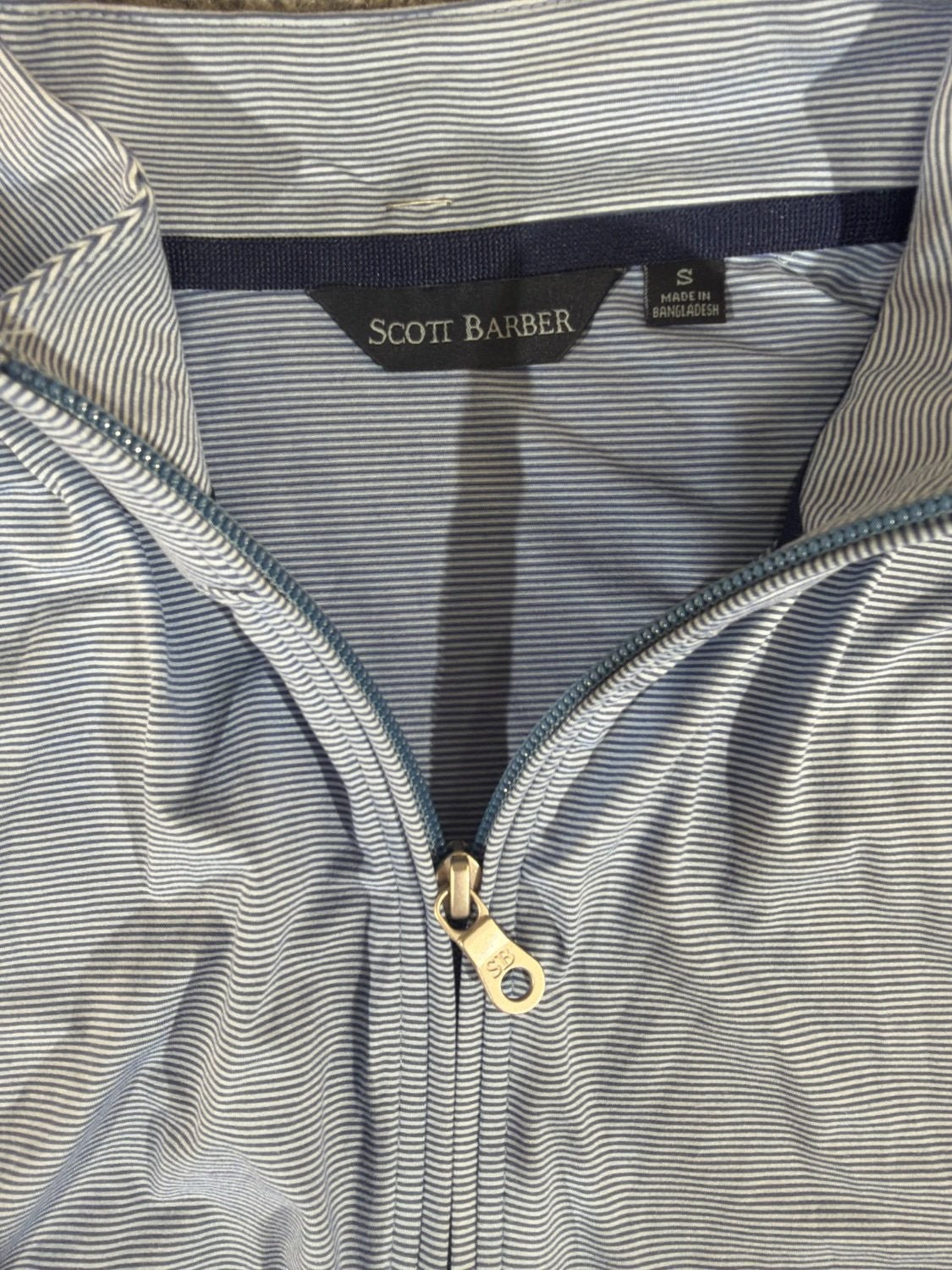 Scott Barber Men's Size S Quarter Zip Pullover Blue Striped Performance Golf Top