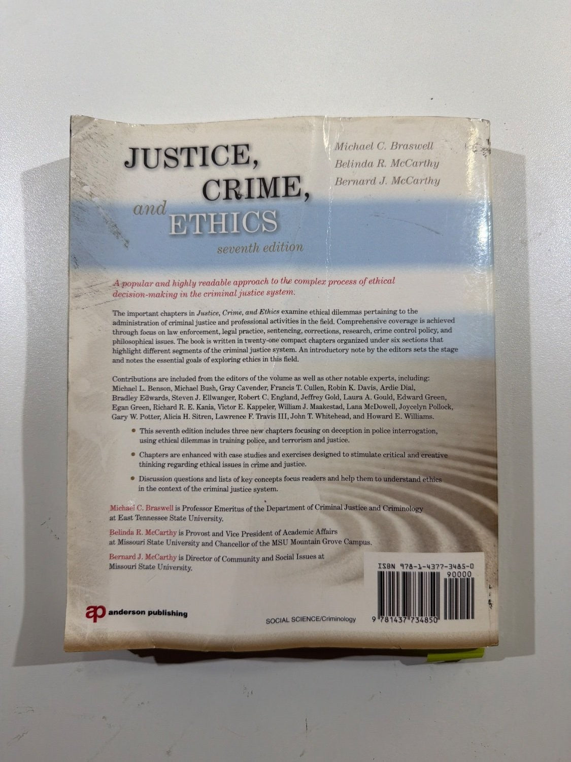 Justice Crime and Ethics Michael Braswell 7th Edition Textbook 9781437734850