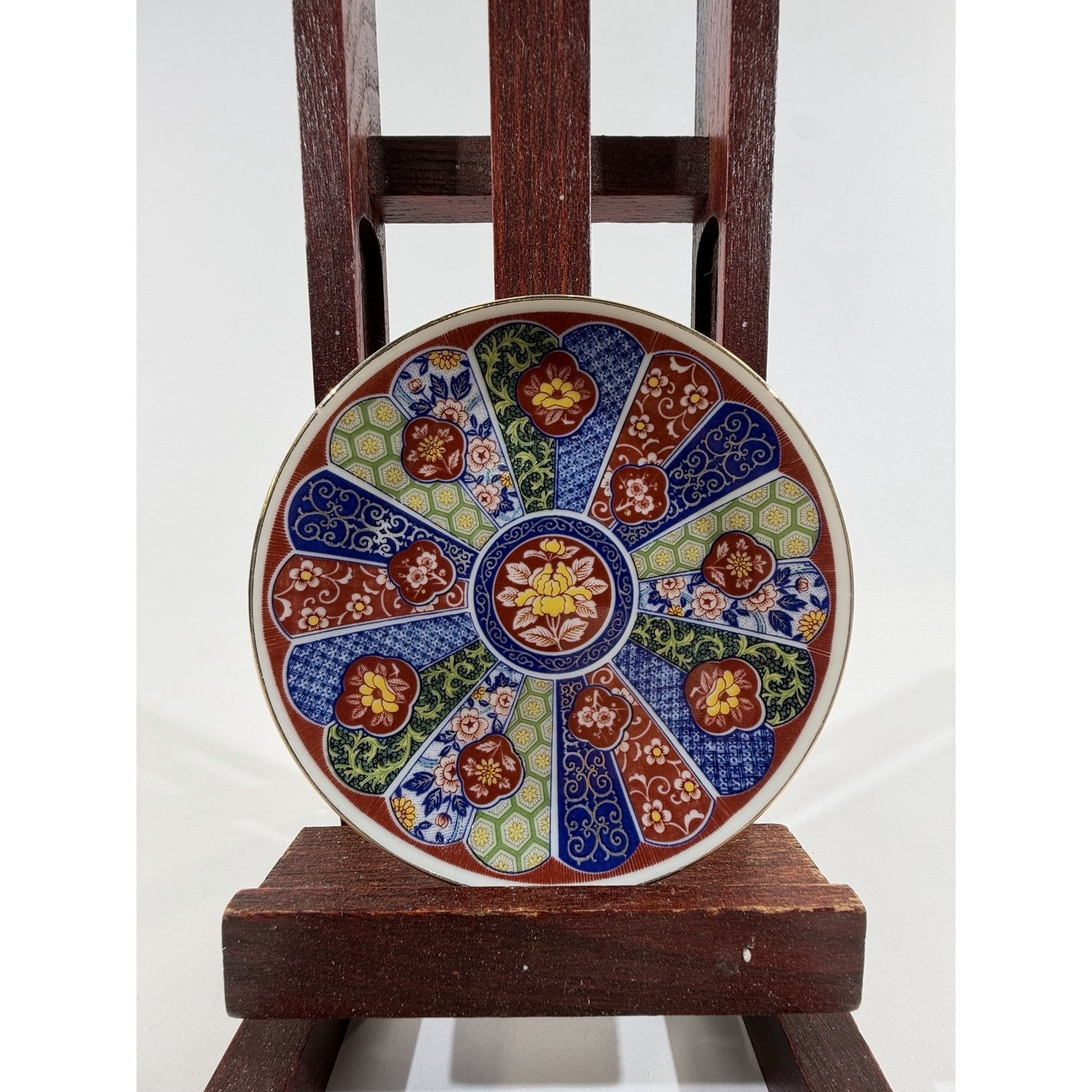 Vintage Imari Ware Japan Porcelain Decorative Plate Floral Gilt Rim Small