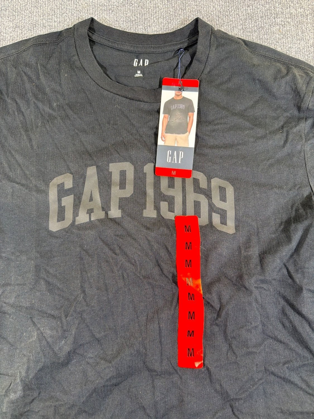 Vintage Gap 1969 Arch Logo Graphic T-Shirt Men's Medium M Black Cotton Crew