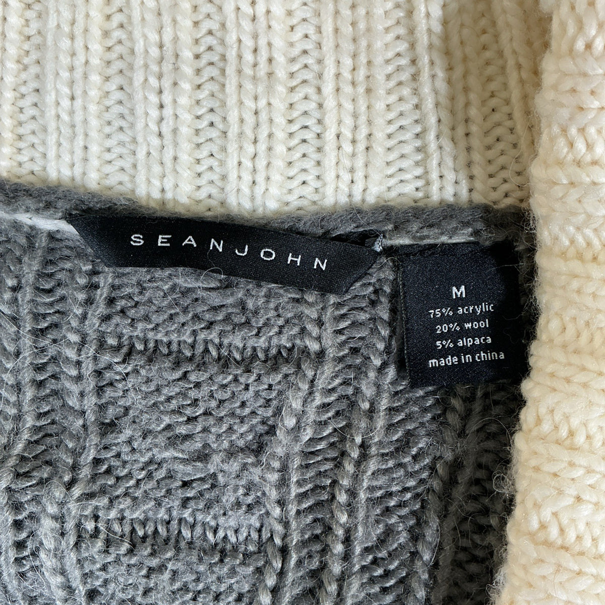 Sean John Mens Cardigan Sweater M Long Sleeve Button Up Academia Preppy Pocket