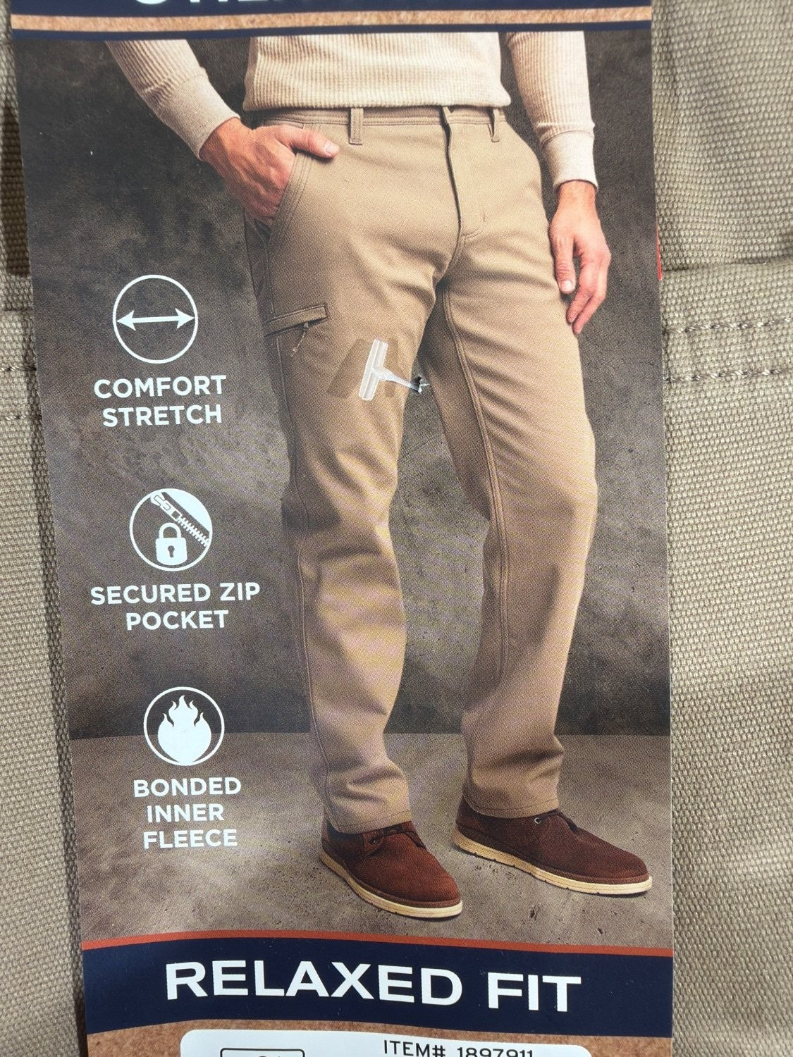 Weatherproof Vintage Men's Fleece Lined Utility Canvas Pants 34x29 Tan Stretch