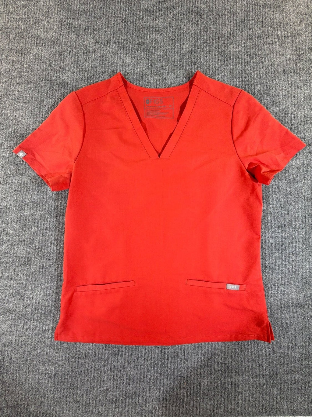 FIGS Catarina Scrub Top Women XS Red Technical Collection V-Neck Moisture