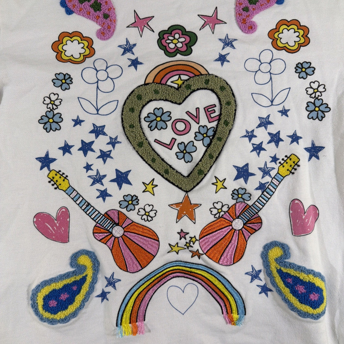 Stella McCartney Kids Sweatshirt Girls 14 Rainbow Love Guitar Textured Groovy