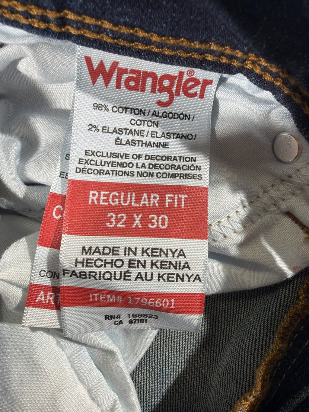 Wrangler Regular Fit Men's Jeans 32x30 Blue Stretch Straight Denim 1796601 32W