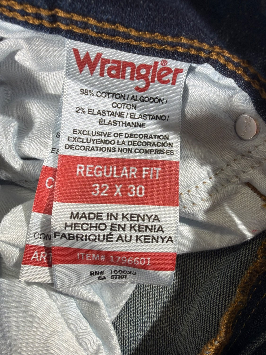 Wrangler Regular Fit Men's Jeans 32x30 Blue Stretch Straight Denim 1796601 32W