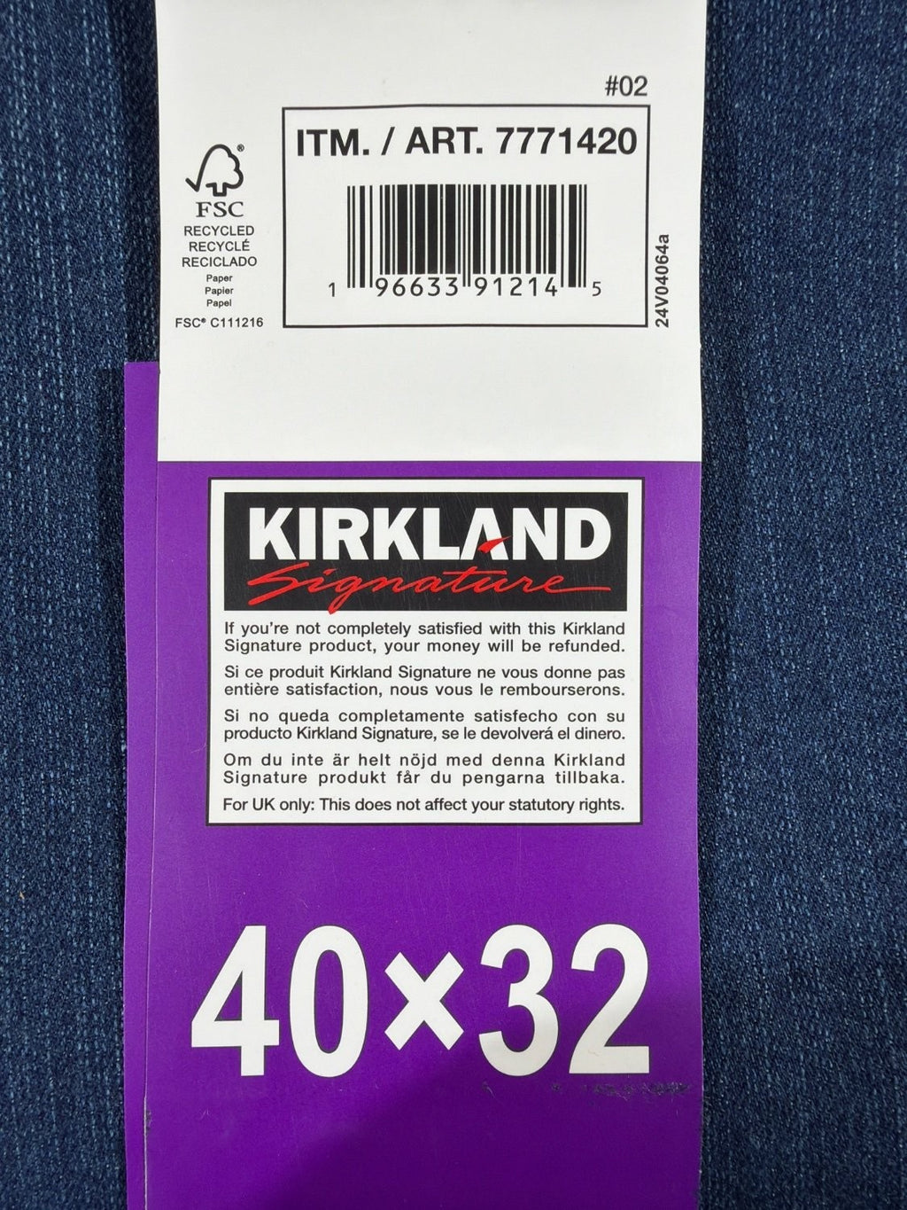 Kirkland Signature Mens Jeans 40x32 Straight Fit Comfort Stretch Denim 7771420