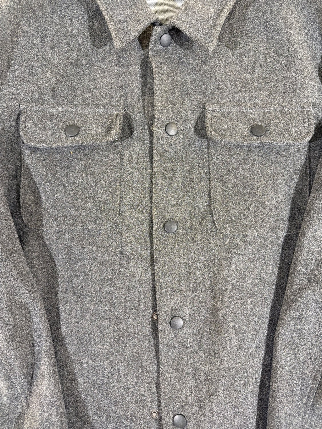 SHEIN Men's Wool Blend Shacket Jacket Charcoal Gray Snap Front Heavyweight Size