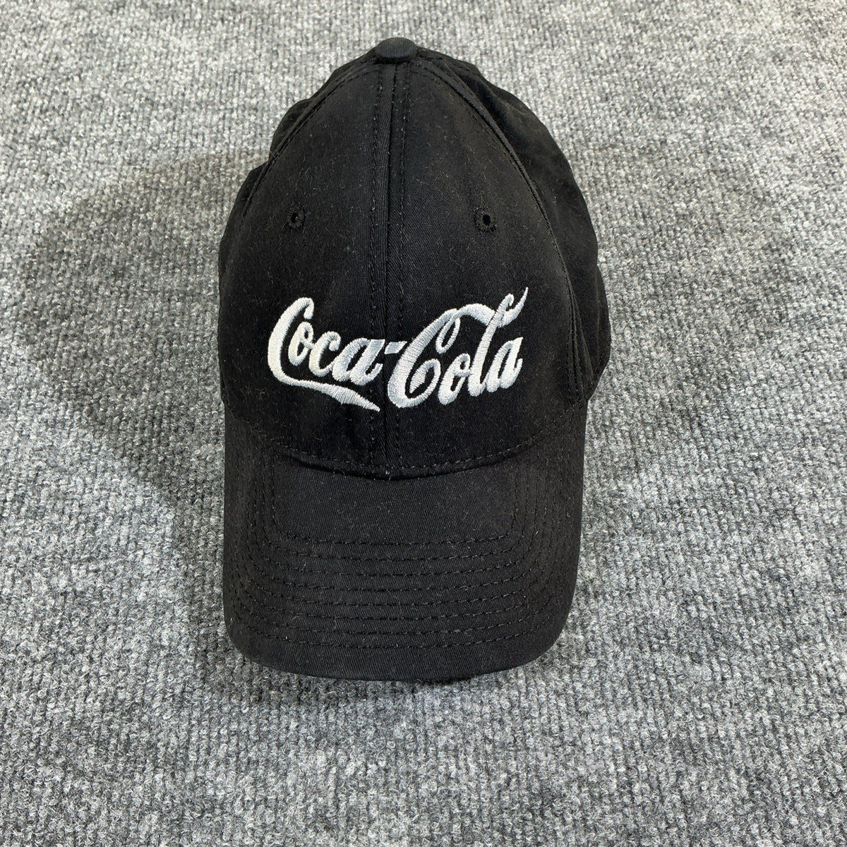 Black Coca Cola Hat With Off Set Silver Sparkle Embroidery
