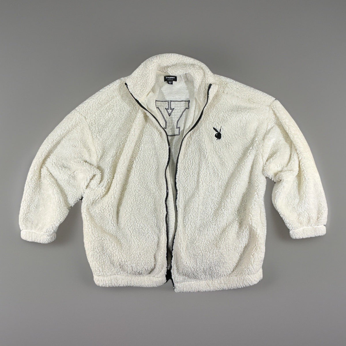 Women's Playboy by PacSun Oversized White/Ivory Sherpa Fleece Jacket Size XS/X