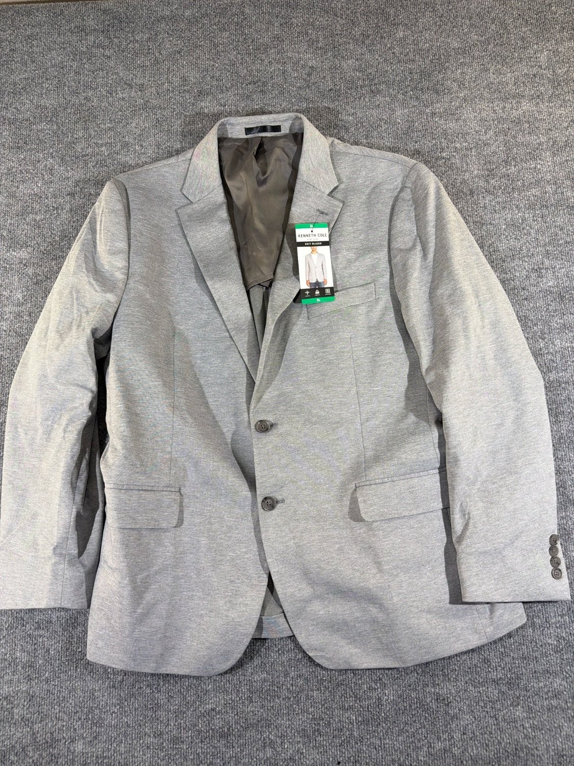 Kenneth Cole New York Knit Blazer Men XL Gray Stretch Washable Sport Coat