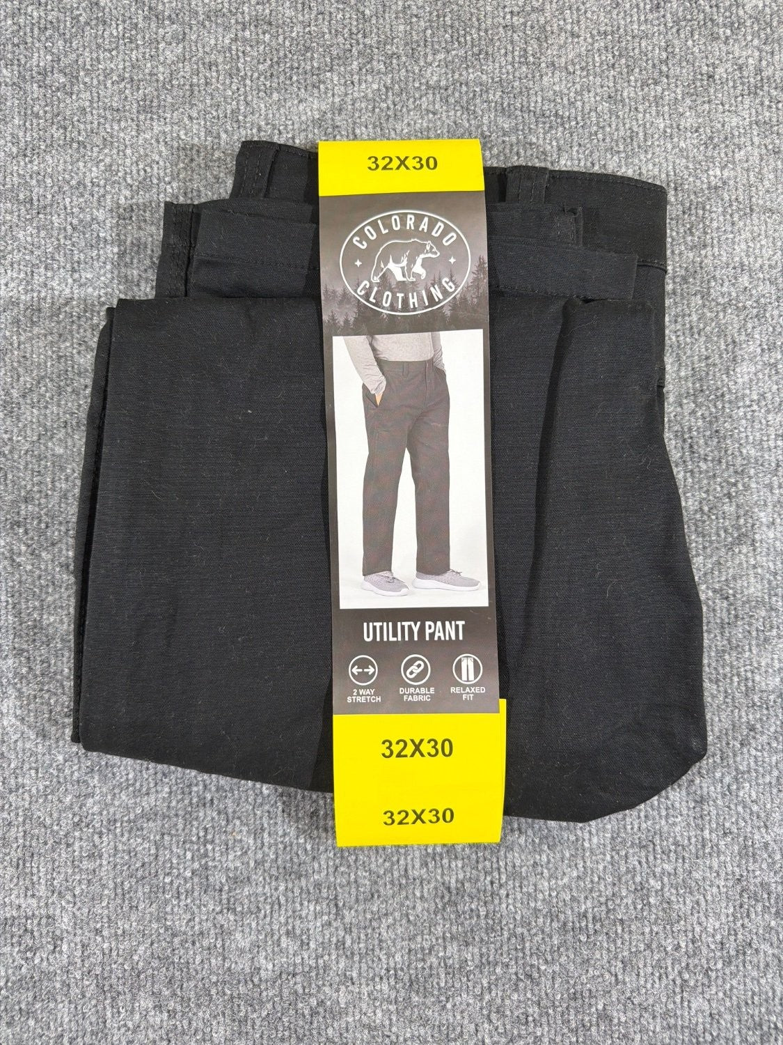 Colorado Clothing Men's Utility Pant 32x30 Black Relaxed Fit 2-Way Stretch New
