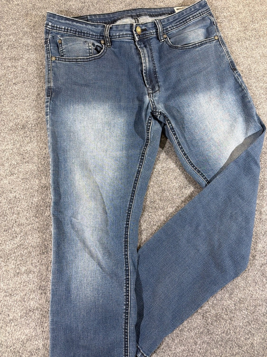 EU 34 Buffalo David Bitton Axel Slim Stretch Jeans Men 34x30 Blue Faded Denim