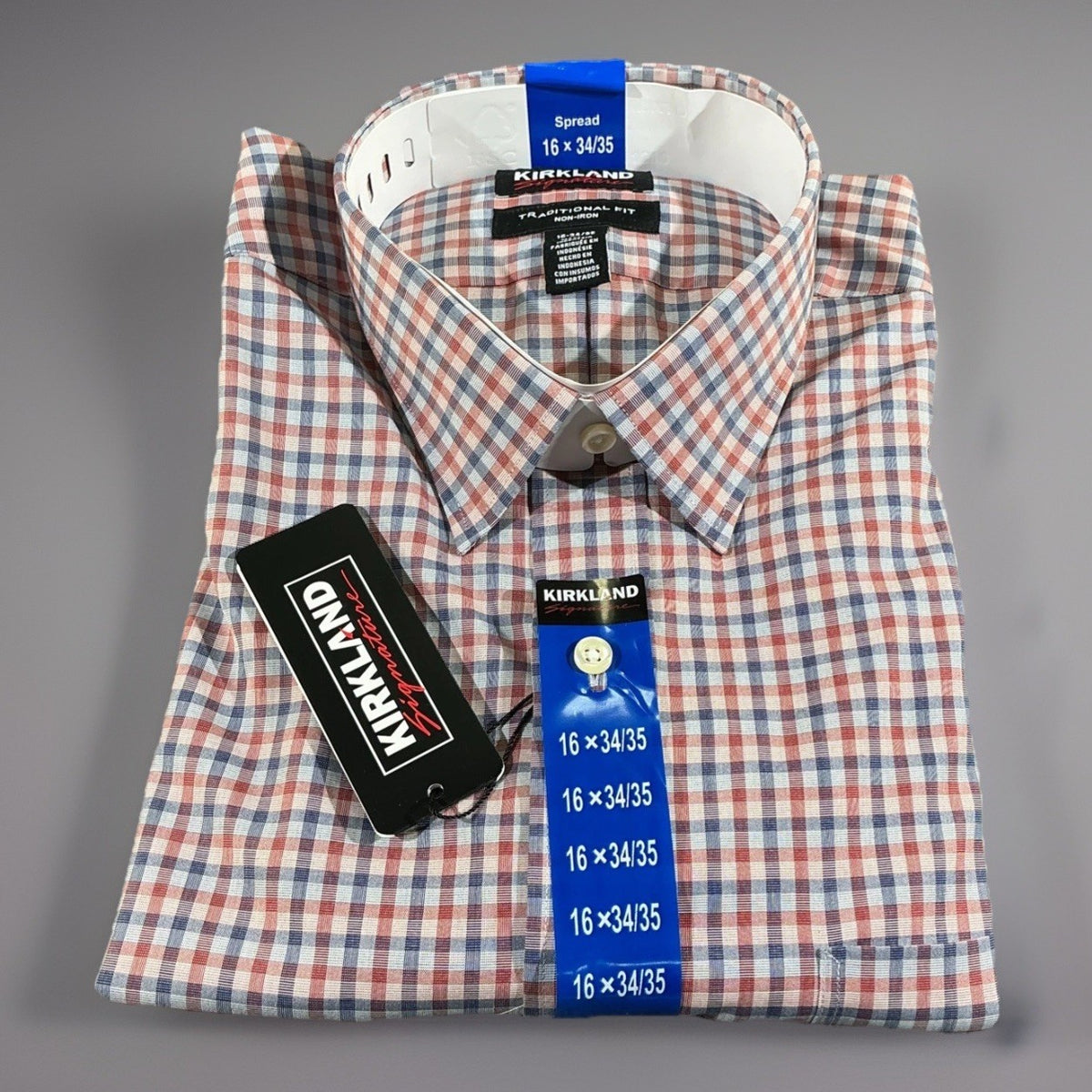 Kirkland Men's Traditional Fit Non-Iron Dress Shirt, Multicolor, Size 16x 34x35