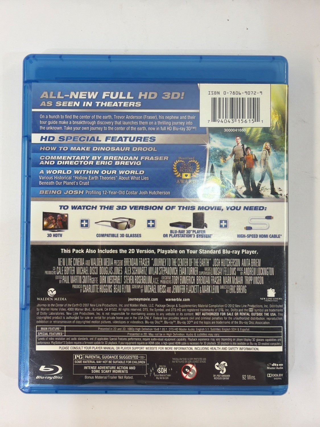 Vintage Journey to the Center of the Earth 3D Blu-ray 2008 Movie Includes 2D