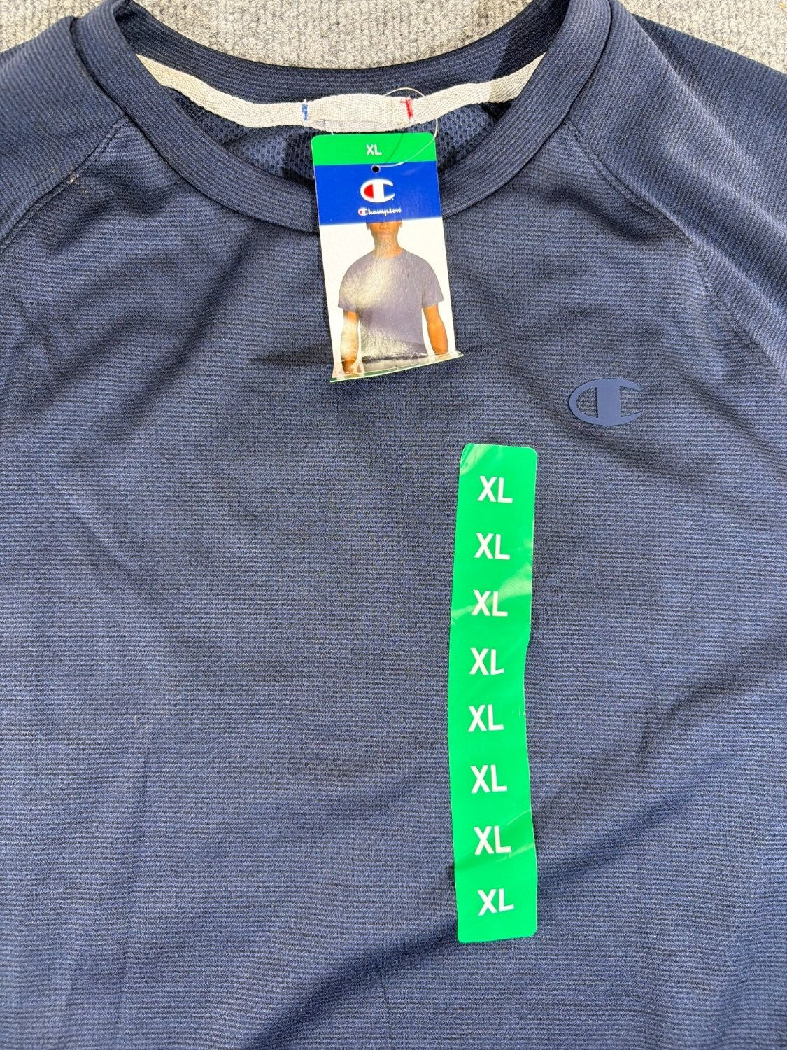 Champion Duo Dry Men's XL Performance T-Shirt Navy Blue Heathered Raglan NWT New