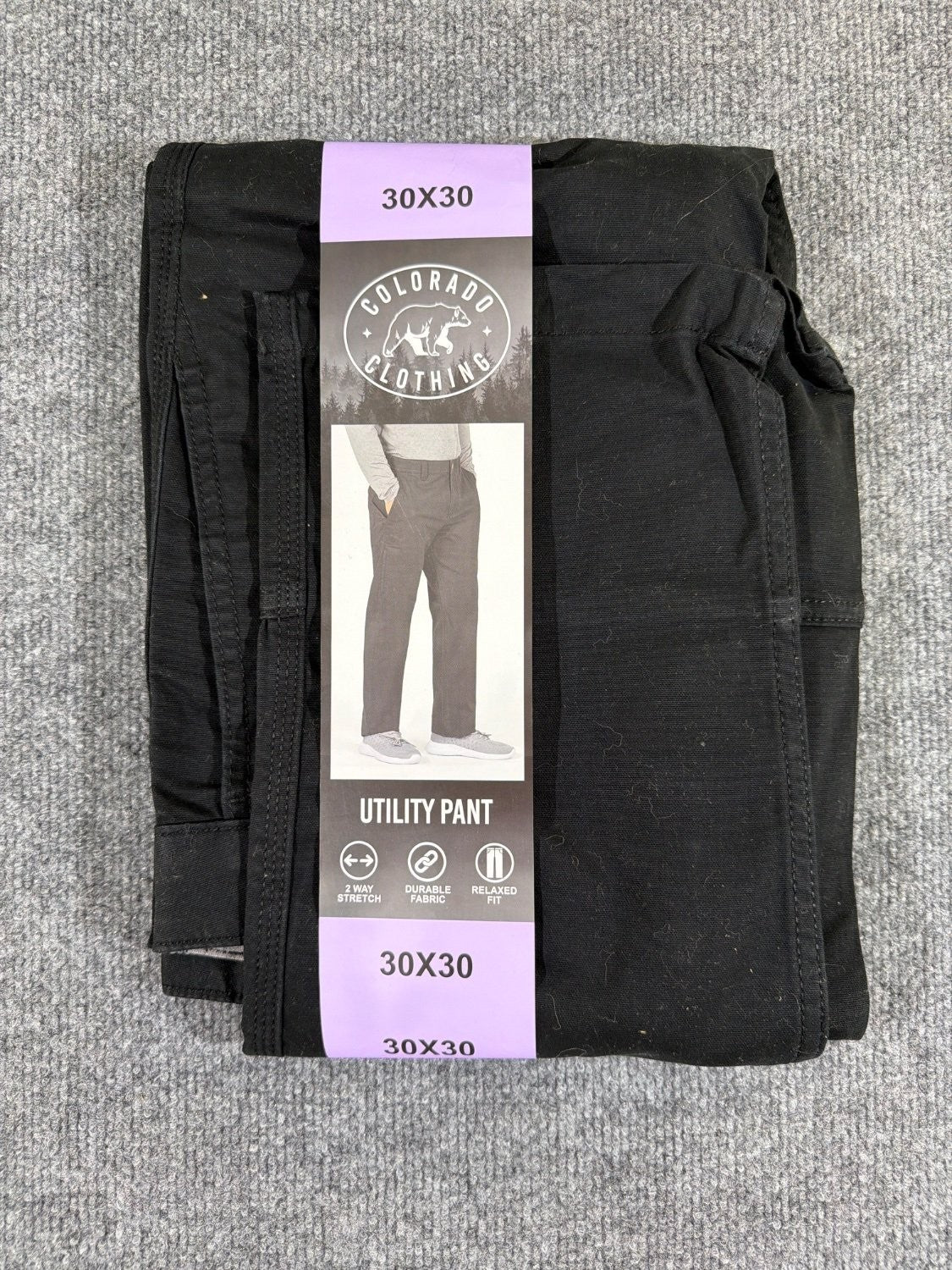Colorado Clothing Men's Utility Pant 30x30 Black Relaxed Fit Stretch Twill
